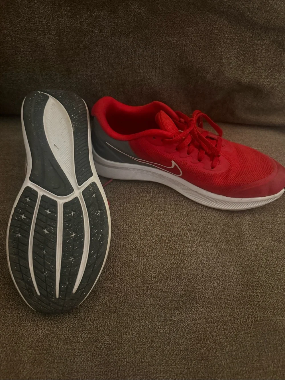 Nike Kids Bright Red Lace-Up Athletic Sneakers